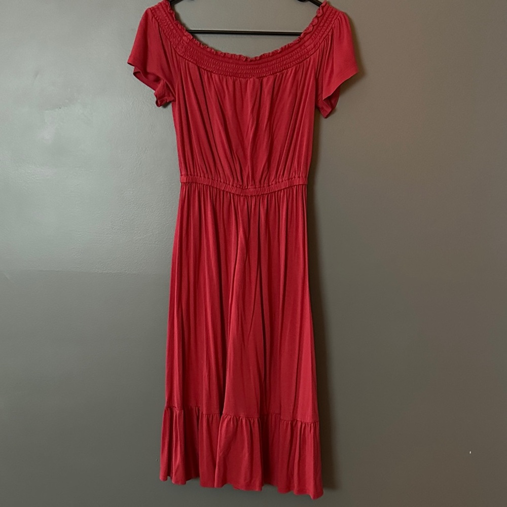 Old Navy Red Smocked Midi Dress